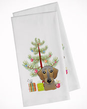 Load image into Gallery viewer, Christmas Tree and Wirehaired Dachshund Kitchen Towels – Set of 2 - Decorative &amp; Absorbent Cotton | BB1605WTKT