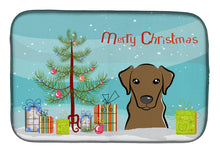 Load image into Gallery viewer, Christmas Tree and Chocolate Labrador Dish Drying Mat – Absorbent, Artistic Kitchen Essentials BB1606DDM