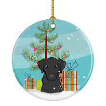 Load image into Gallery viewer, Christmas Tree and Black Labrador Ornament - Round Ceramic Ornament – Artist-Designed Keepsake Decoration BB1607CO1