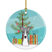 Load image into Gallery viewer, Christmas Tree and Italian Greyhound Ornament - Round Ceramic Ornament – Artist-Designed Keepsake Decoration BB1608CO1