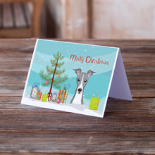 Load image into Gallery viewer, Christmas Tree and Italian Greyhound Greeting Cards -  Blank Note Cards – 8-Pack of Artist-Designed Cards with Envelopes