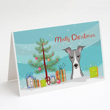 Load image into Gallery viewer, Christmas Tree and Italian Greyhound Greeting Cards -  Blank Note Cards – 8-Pack of Artist-Designed Cards with Envelopes