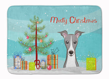 Load image into Gallery viewer, Christmas Tree and Italian Greyhound Machine Washable Memory Foam Mat BB1608RUG