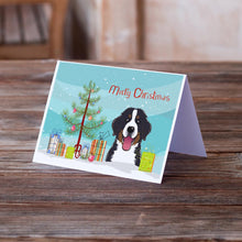 Load image into Gallery viewer, Christmas Tree and Bernese Mountain Dog Greeting Cards -  Blank Note Cards – 8-Pack of Artist-Designed Cards with Envelopes