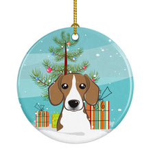 Load image into Gallery viewer, Christmas Tree and Beagle Ornament - Round Ceramic Ornament – Artist-Designed Keepsake Decoration BB1611CO1