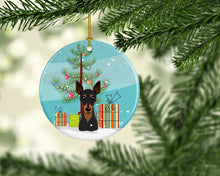 Load image into Gallery viewer, Christmas Tree and Min Pin Ornament - Round Ceramic Ornament – Artist-Designed Keepsake Decoration BB1612CO1