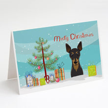 Load image into Gallery viewer, Christmas Tree and Min Pin Greeting Cards -  Blank Note Cards – 8-Pack of Artist-Designed Cards with Envelopes