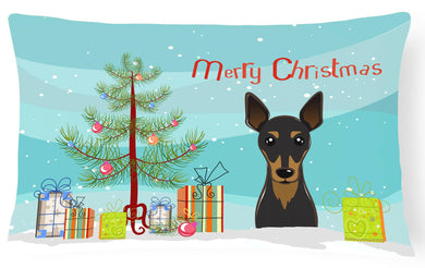 Christmas Tree and Min Pin Fabric Decorative Pillow BB1612PW1216