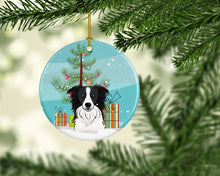 Load image into Gallery viewer, Christmas Tree and Border Collie Ornament - Round Ceramic Ornament – Artist-Designed Keepsake Decoration BB1613CO1