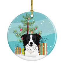 Load image into Gallery viewer, Christmas Tree and Border Collie Ornament - Round Ceramic Ornament – Artist-Designed Keepsake Decoration BB1613CO1