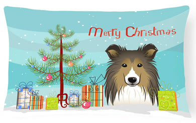 Christmas Tree and Sheltie Fabric Decorative Pillow BB1614PW1216