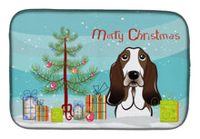 Load image into Gallery viewer, Christmas Tree and Basset Hound Dish Drying Mat – Absorbent, Artistic Kitchen Essentials BB1615DDM