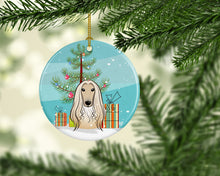 Load image into Gallery viewer, Christmas Tree and Afghan Hound Ornament - Round Ceramic Ornament – Artist-Designed Keepsake Decoration BB1616CO1