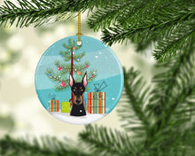 Load image into Gallery viewer, Christmas Tree and Doberman Ornament - Round Ceramic Ornament – Artist-Designed Keepsake Decoration BB1617CO1