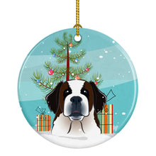 Load image into Gallery viewer, Christmas Tree and Saint Bernard Ornament - Round Ceramic Ornament – Artist-Designed Keepsake Decoration BB1618CO1