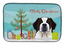 Load image into Gallery viewer, Christmas Tree and Saint Bernard Dish Drying Mat – Absorbent, Artistic Kitchen Essentials BB1618DDM