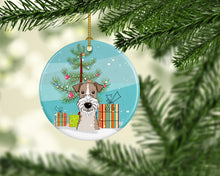 Load image into Gallery viewer, Christmas Tree and Wire Haired Fox Terrier Ornament - Round Ceramic Ornament – Artist-Designed Keepsake Decoration BB1619CO1
