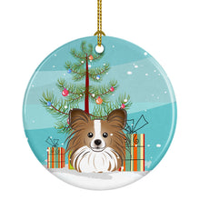 Load image into Gallery viewer, Christmas Tree and Papillon Ornament - Round Ceramic Ornament – Artist-Designed Keepsake Decoration BB1620CO1
