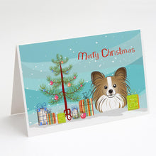 Load image into Gallery viewer, Christmas Tree and Papillon Greeting Cards -  Blank Note Cards – 8-Pack of Artist-Designed Cards with Envelopes