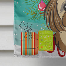 Load image into Gallery viewer, Christmas Tree and Chocolate Brown Shih Tzu Flag Canvas House Size BB1621CHF