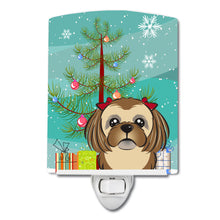 Load image into Gallery viewer, Christmas Tree and Chocolate Brown Shih Tzu Ceramic Night Light BB1621CNL