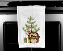 Load image into Gallery viewer, Christmas Tree and Chocolate Brown Shih Tzu Kitchen Towels – Set of 2 - Decorative &amp; Absorbent Cotton | BB1621WTKT