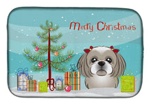 Load image into Gallery viewer, Christmas Tree and Gray Silver Shih Tzu Dish Drying Mat – Absorbent, Artistic Kitchen Essentials BB1622DDM