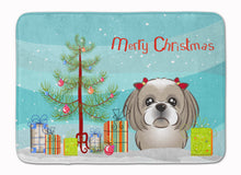 Load image into Gallery viewer, Christmas Tree and Gray Silver Shih Tzu Machine Washable Memory Foam Mat BB1622RUG
