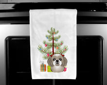 Load image into Gallery viewer, Christmas Tree and Gray Silver Shih Tzu Kitchen Towels – Set of 2 - Decorative &amp; Absorbent Cotton | BB1622WTKT