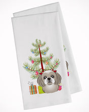 Load image into Gallery viewer, Christmas Tree and Gray Silver Shih Tzu Kitchen Towels – Set of 2 - Decorative &amp; Absorbent Cotton | BB1622WTKT