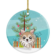 Load image into Gallery viewer, Christmas Tree and Chihuahua Ornament - Round Ceramic Ornament – Artist-Designed Keepsake Decoration BB1623CO1