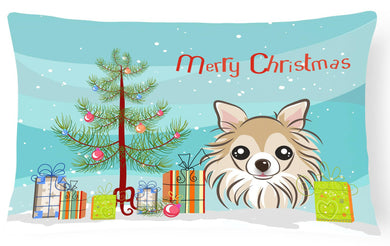 Christmas Tree and Chihuahua Fabric Decorative Pillow BB1623PW1216