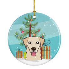 Load image into Gallery viewer, Christmas Tree and Golden Retriever Ornament - Round Ceramic Ornament – Artist-Designed Keepsake Decoration BB1624CO1