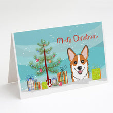 Load image into Gallery viewer, Christmas Tree and Red Corgi Greeting Cards -  Blank Note Cards – 8-Pack of Artist-Designed Cards with Envelopes