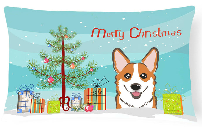 Christmas Tree and Red Corgi Fabric Decorative Pillow BB1626PW1216