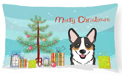 Christmas Tree and Tricolor Corgi Fabric Decorative Pillow BB1627PW1216