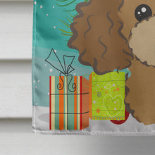 Load image into Gallery viewer, Christmas Tree and Chocolate Brown Poodle Flag Canvas House Size BB1628CHF