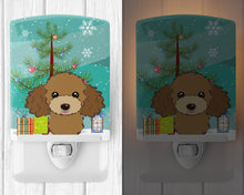 Load image into Gallery viewer, Christmas Tree and Chocolate Brown Poodle Ceramic Night Light BB1628CNL
