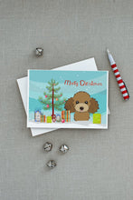 Load image into Gallery viewer, Christmas Tree and Chocolate Brown Poodle Greeting Cards -  Blank Note Cards – 8-Pack of Artist-Designed Cards with Envelopes