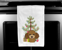Load image into Gallery viewer, Christmas Tree and Chocolate Brown Poodle Kitchen Towels – Set of 2 - Decorative &amp; Absorbent Cotton | BB1628WTKT