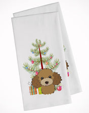 Load image into Gallery viewer, Christmas Tree and Chocolate Brown Poodle Kitchen Towels – Set of 2 - Decorative &amp; Absorbent Cotton | BB1628WTKT
