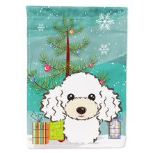 Load image into Gallery viewer, Christmas Tree and White Poodle Flag Canvas House Size BB1629CHF