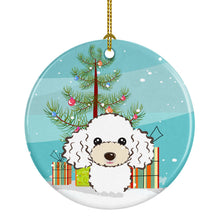 Load image into Gallery viewer, Christmas Tree and White Poodle Ornament - Round Ceramic Ornament – Artist-Designed Keepsake Decoration BB1629CO1