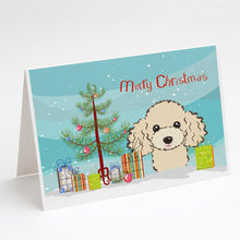 Load image into Gallery viewer, Christmas Tree and Buff Poodle Greeting Cards -  Blank Note Cards – 8-Pack of Artist-Designed Cards with Envelopes