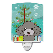 Load image into Gallery viewer, Christmas Tree and Silver Gray Poodle Ceramic Night Light BB1631CNL