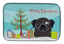 Load image into Gallery viewer, Christmas Tree and Black Pug Dish Drying Mat – Absorbent, Artistic Kitchen Essentials BB1635DDM