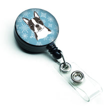 Load image into Gallery viewer, Snowflake Boston Terrier Retractable Badge Reel BB1637BR