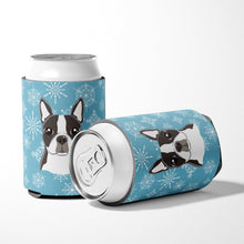 Load image into Gallery viewer, Snowflake Boston Terrier Can or Bottle Hugger BB1637CC