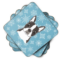 Load image into Gallery viewer, Snowflake Boston Terrier Coasters - Set of 4 Lightweight Foam, Absorbent Drink Coasters BB1637FC