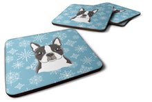 Load image into Gallery viewer, Snowflake Boston Terrier Coasters - Set of 4 Lightweight Foam, Absorbent Drink Coasters BB1637FC